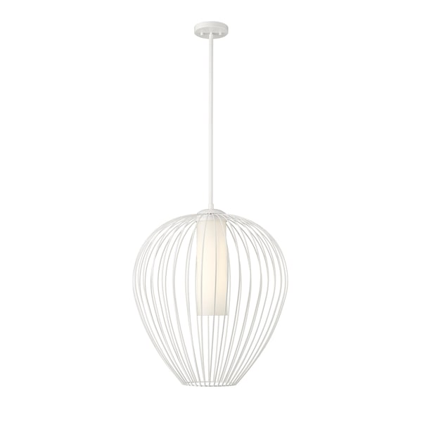 Z-Lite Savanti Pendant, 1-Light, 22 In.W x 25.5 In.H, Textured White/White Opal 7507-22TW - main